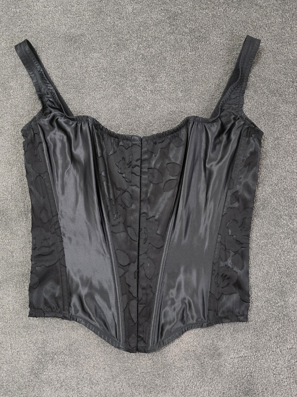 Victoria's Secret VS Archives Black Satin Lace-Up Corset Bustier S DD 34DD
